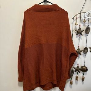ANRABESS Turtleneck Batwing Oversized Ribbed Knit Tunic Pullover Sweater, BROWN